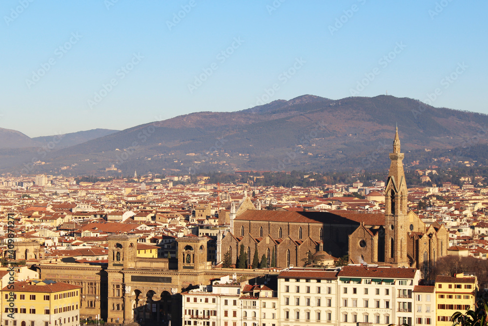 Obraz premium 海外旅行 イタリア フィレンツェ ミケランジェロ広場から撮影した展望002