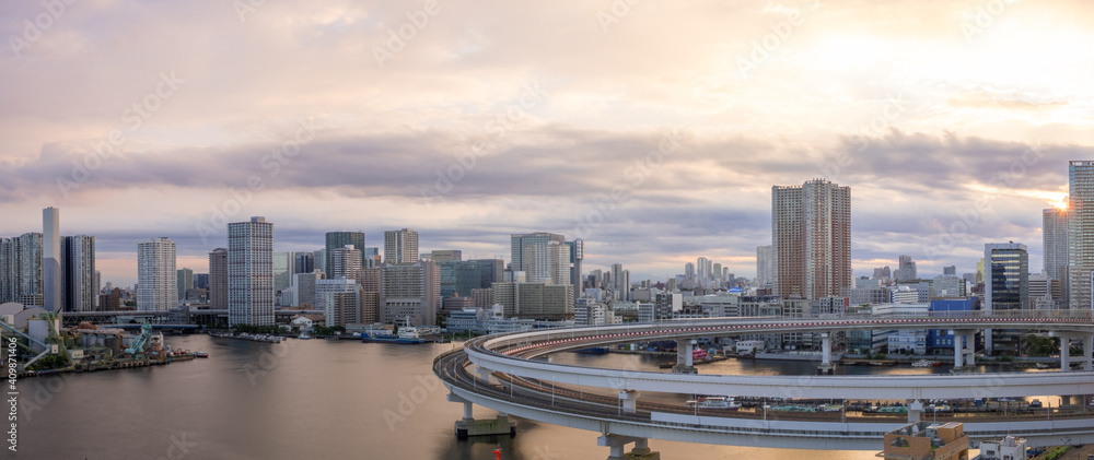 Panorama view of Shibaura area in Tokyo
