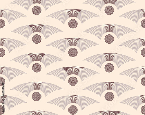 art deco style seamless pattern arcs circles ivory mauve