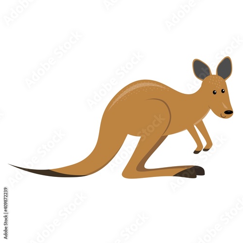 Cute cartoon kangaroo on isolated white background  vector illustration