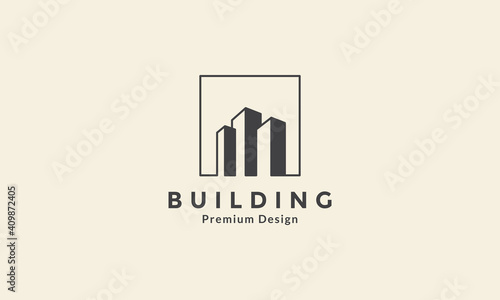 real estate or skyscraper or building simple square logo symbol icon vector graphic design illustration