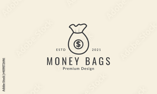 sack with money line logo symbol icon vector graphic design illustration