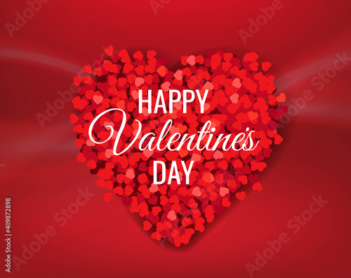 Red Valentines Day Banner With Heart With Gradient Mesh, Vector Illustration