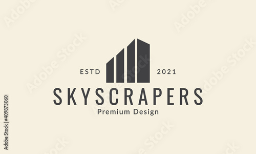skyscraper or building or apartment simple silhouette logo symbol icon vector graphic design illustration