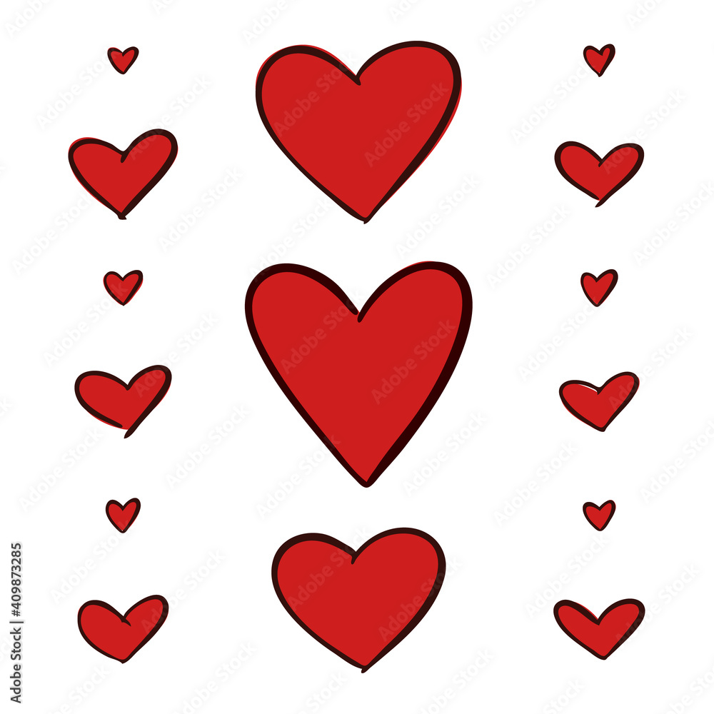 Hearts for Valentines day. Great for paper, card, wallpaper, banner, fabric, interior. Handdrawn illustration Hearts for Valentines day. Great for paper, card, wallpaper, banner, fabric, interior. Handdrawn illustration