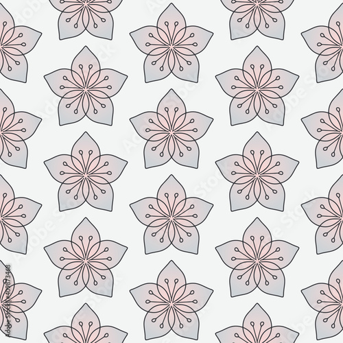 cherry flowers seamless pattern silver pink