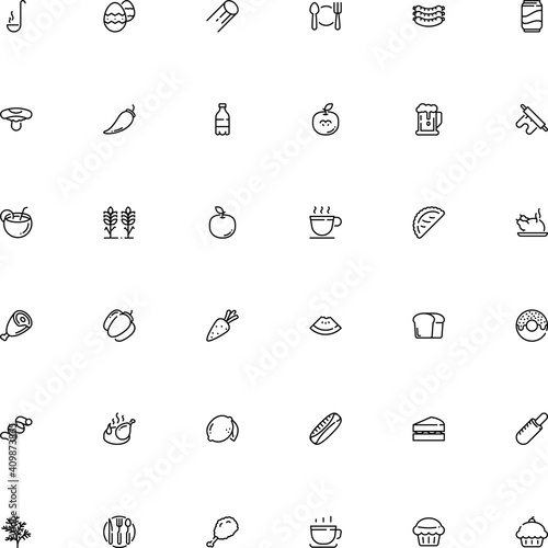 icon vector icon set such as: cavatelli, mexican, soft, ornament, freshness, noodle, egg, glazed, vegan, donut, argentinian, cavatappi pasta shape, produce, calzone, crop, coffe, emblem, water, fish