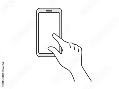 スマートフォンを指で操作するイラスト