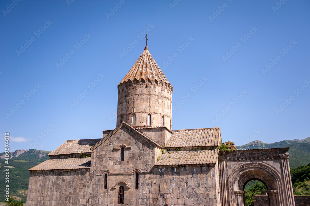 Tatev, Armenia - July 6, 2018: The Cathedral of Saints Paul and Peter of Tatev monastery in Armenia