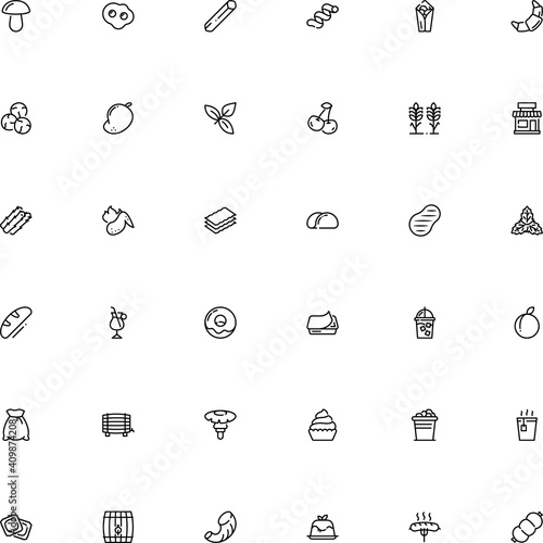 icon vector icon set such as: macro, pennoni, town, store, handmade, salami, vegetarian food, awning, culture, mango, bucket, mentha, twig, tortilla, capers, loaf, chop, building, showcase, pudding