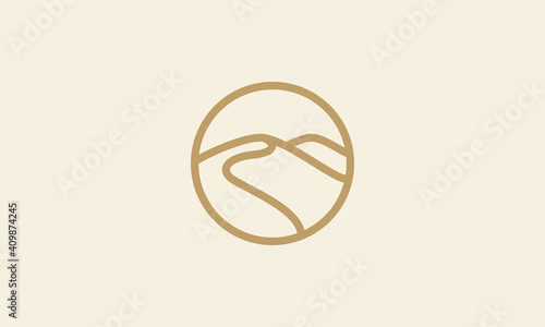 desert with circle line logo symbol icon vector graphic design illustration