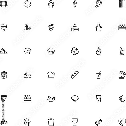 icon vector icon set such as: banana, preparation, extra, power, fish, accessory, tap, ale, scoop, worker, strips, farm, chocolate, ball, cooker, bun, glyph, scrambled, brewing, raspberry, garment