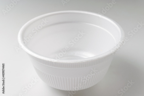 Disposable container on white background
