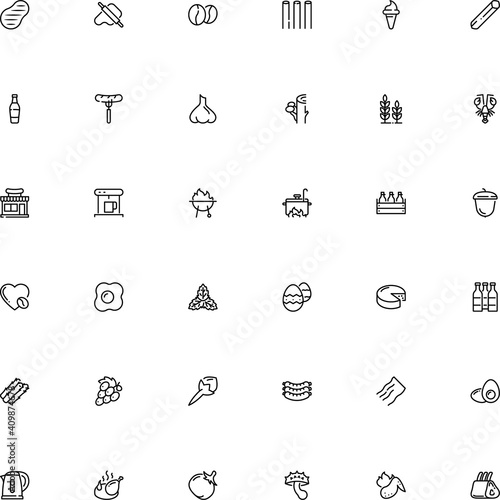 icon vector icon set such as: carbohydrate, dessert, cooker, hard, brown, juice, bud, saucepan, sedative, eco, chanterelle, grey puffball, pin, mint, household, handle, pappardelle, milk, summer