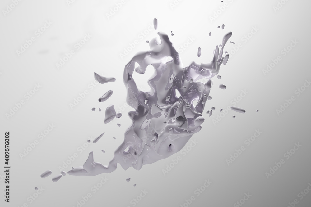 Obraz premium Abstract white liquid drops splashing on a white background - illustration, computer generated 3D rendered image