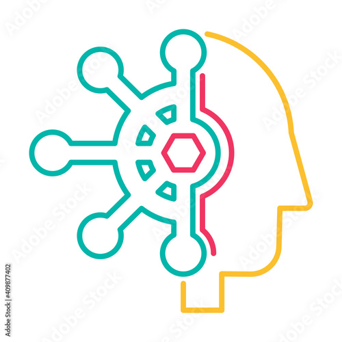 Human mind control linear vector icon isolated on white