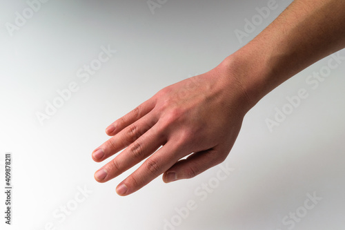Hand gesture on white background