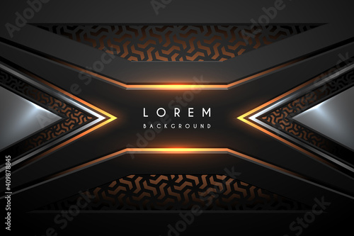 Abstract black background with gold light effect