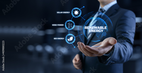 Renewable green energy eco saving technology concept.