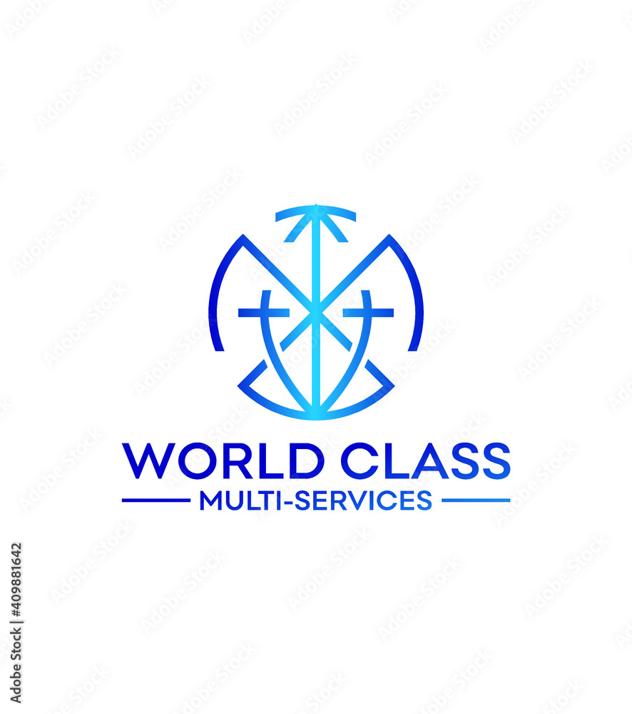 World class multi services logo template, vector logo for business and company identity World class multi services logo template, vector logo for business and company identity