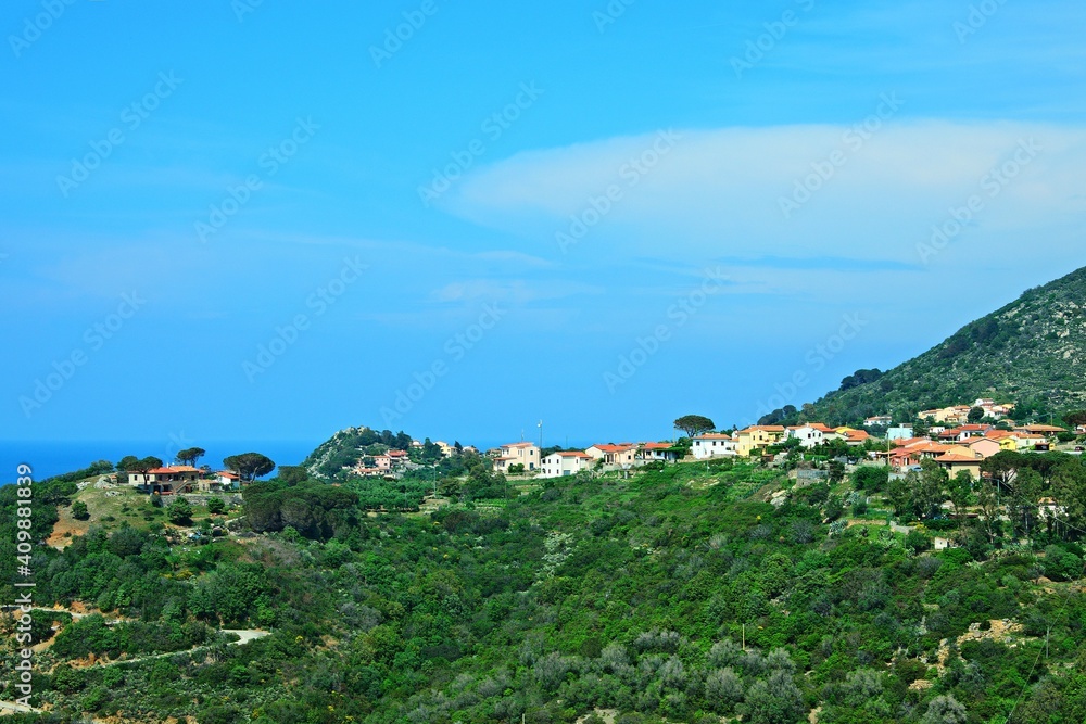Italy-view on village Colle D´orano on the island of Elba