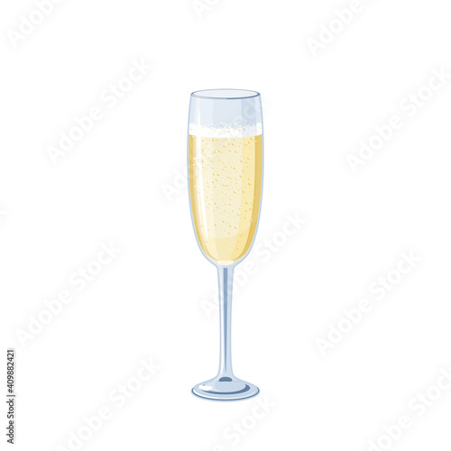 Champagne wine glass. Vector illustration cartoon flat icon isolated on white background.