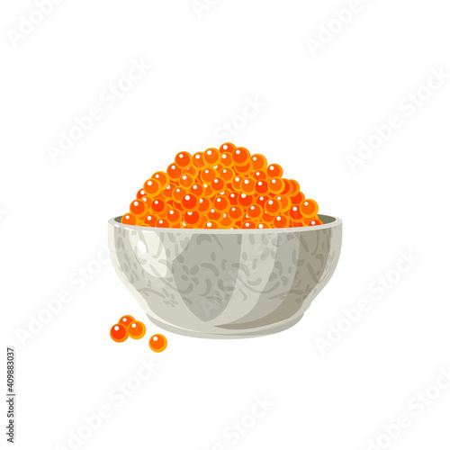 Red salmon caviar. Vector illustration cartoon flat icon isolated on white background.