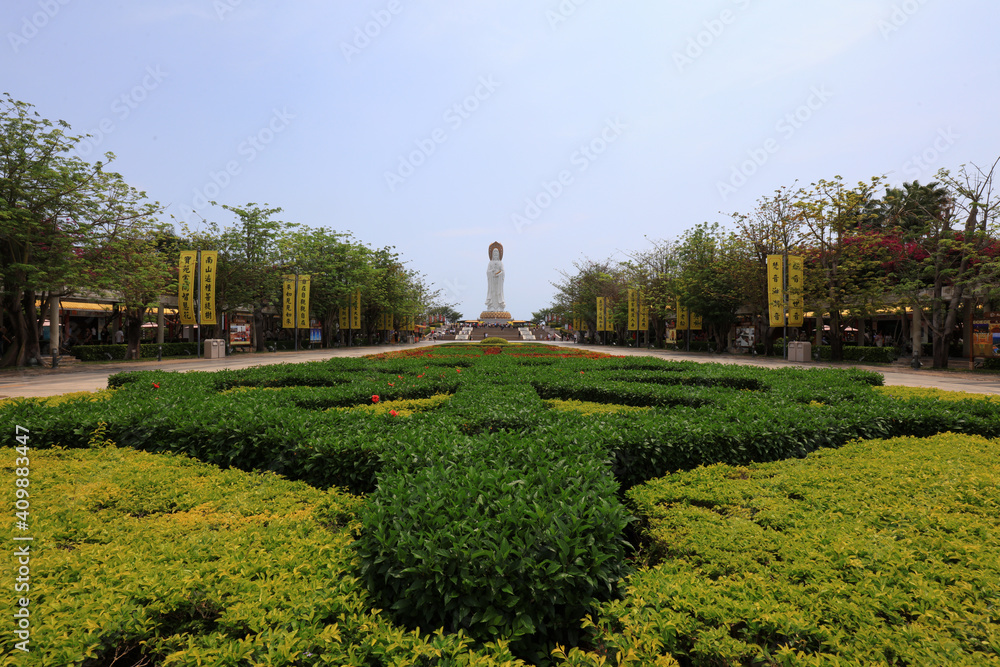 Architectural scenery of Guanyin square on the sea, Sanya City, Hainan Province, China