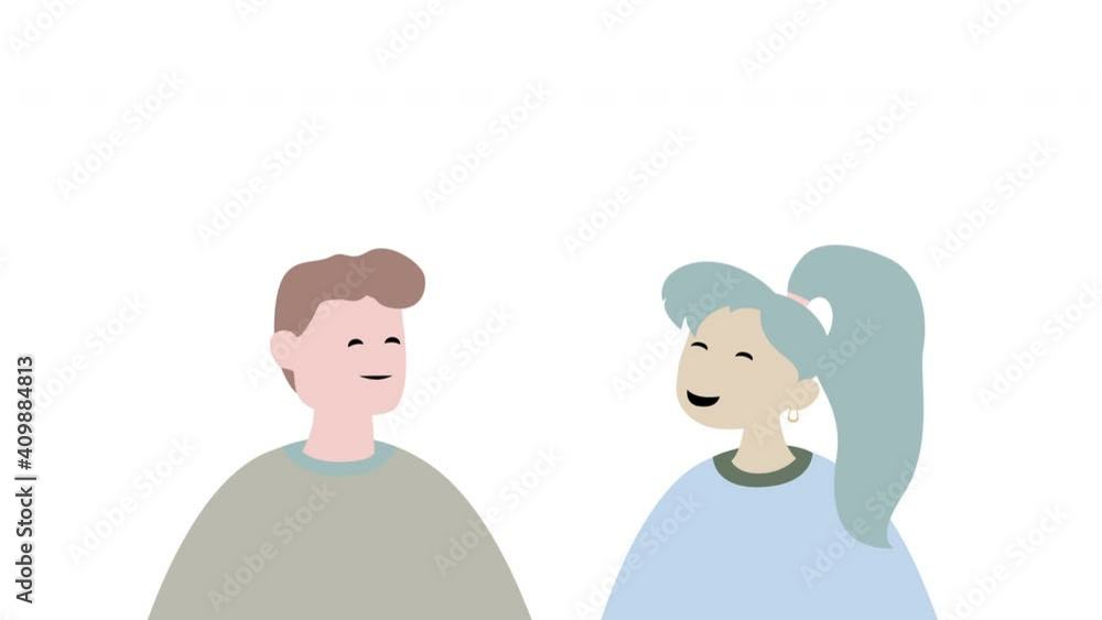 Cartoon white background with comic people in 4k video. Cartoon white background with comic people in 4k video.