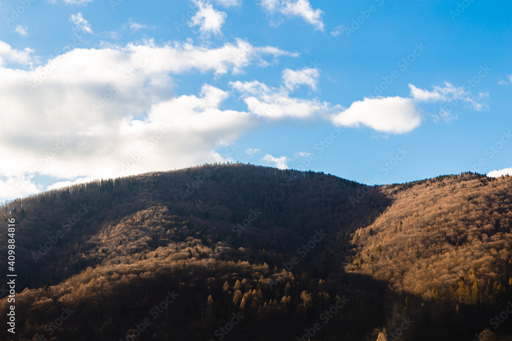Winter landscape on a sunny day on the mountain Winter landscape on a sunny day on the mountain