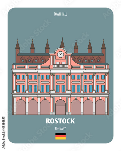 Town Hall in Rostock, Germany. Architectural symbols of European cities