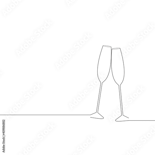Two wine glasses cheers isolated on white background. For party card and ad. Useful for advertisement, marketing and advert. Two wine glasses vector illustration