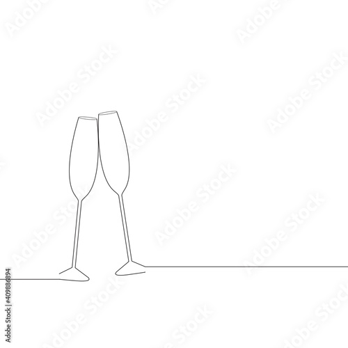 Two wine glasses cheers isolated on white background. For party card and ad. Useful for advertisement, marketing and advert. Two wine glasses vector illustration