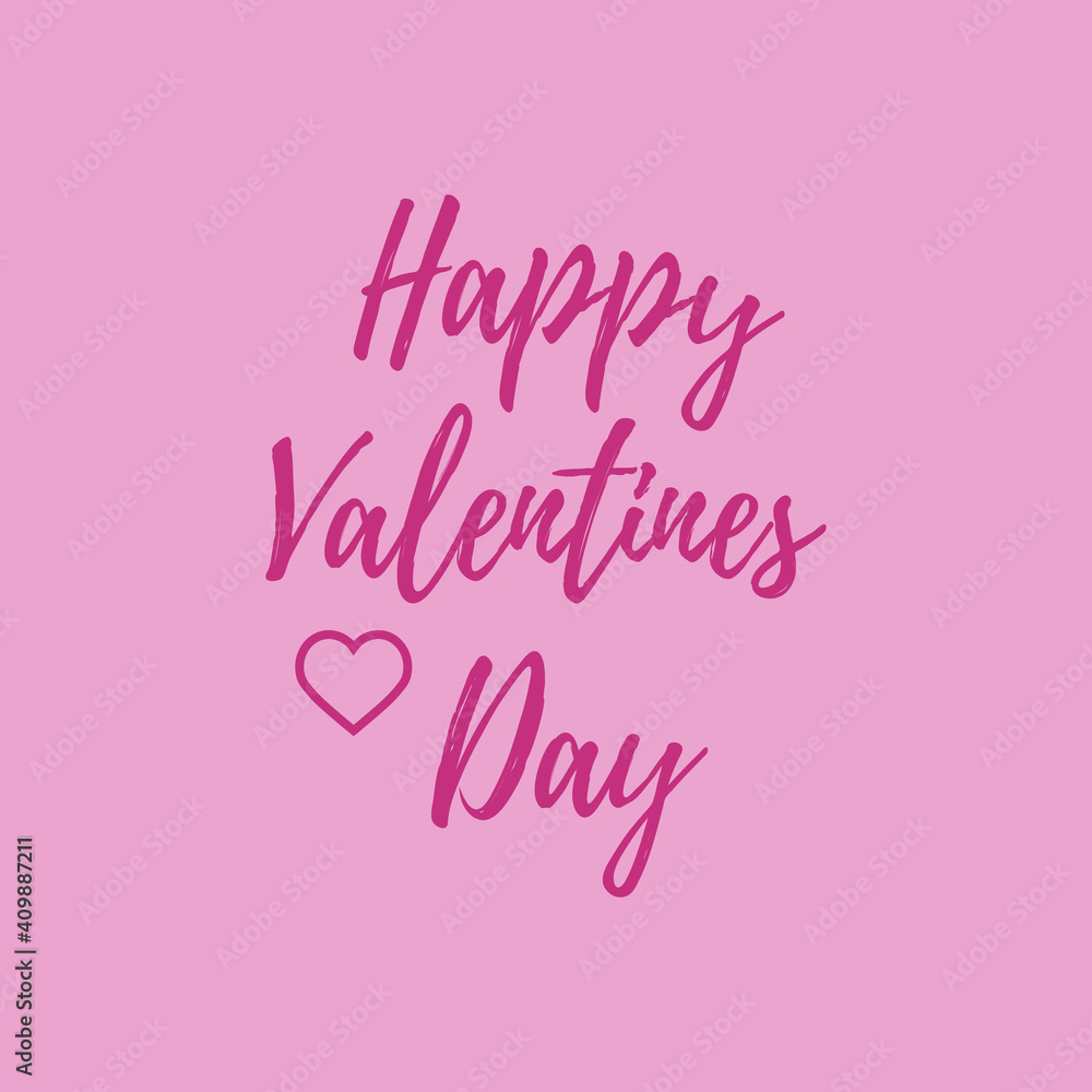 Happy Valentines Day typography poster with handwritten calligraphy text, isolated on pink background. Vector Illustration