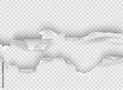 ragged Hole torn in ripped paper on transparent background
