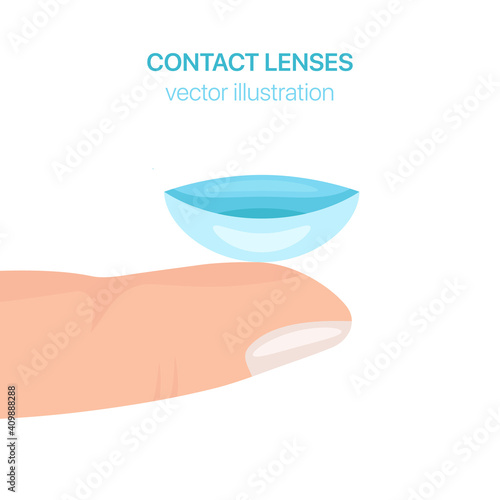 Contact human eye-lenses on finger. Vector illustration 