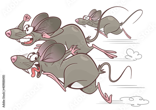 Running cartoon mice. Cartoon pest mouse series.
