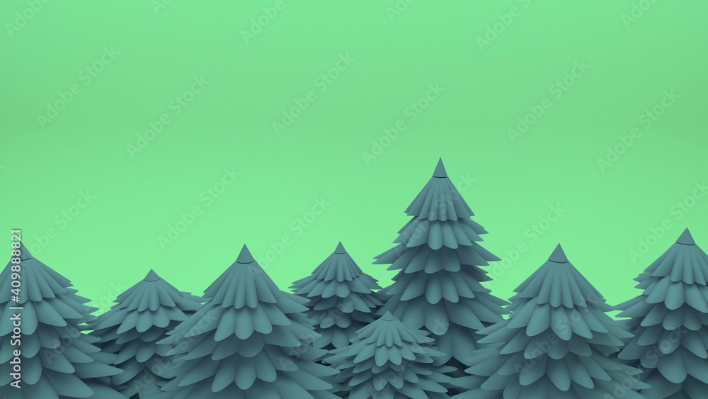 custom made wallpaper toronto digitalBlue spruce, pine, coniferous trees. Digital landscape. Rectangular green forest background. 3d render.