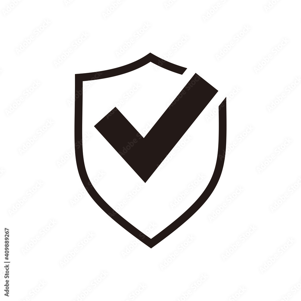 Abstract security logo with shield and check mark vector illustration Abstract security logo with shield and check mark vector illustration