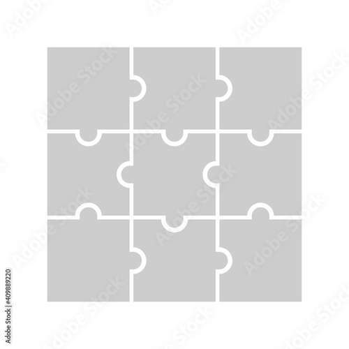 9 puzzle piece jigsaw concept vector background. 3x3 business puzzle design