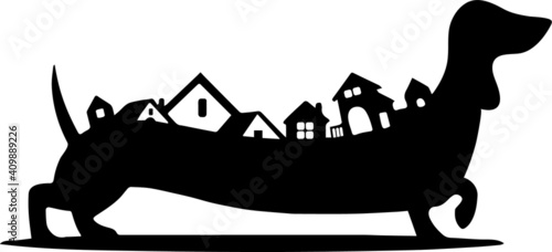 dachshund dog cutting silhouette on transparent background 