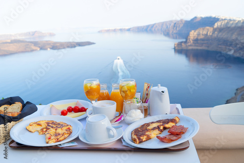 fresh breakfast by seaside
