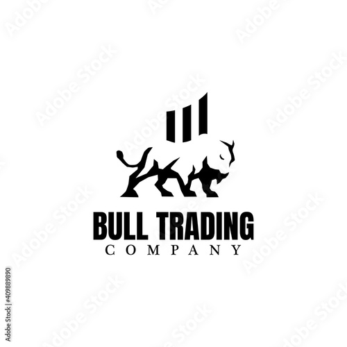 Bull trading logo design template