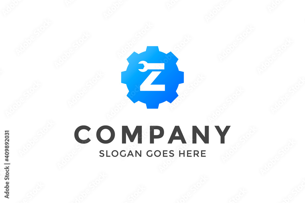 Letter Z and construction logo design.Letter Z wrench logo  template.