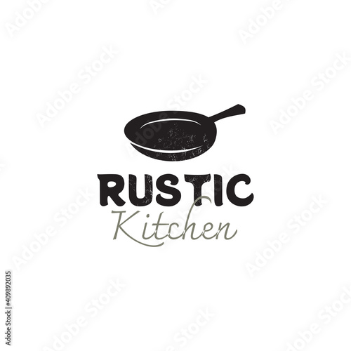 Rustic kitchen by using black frying pan logo