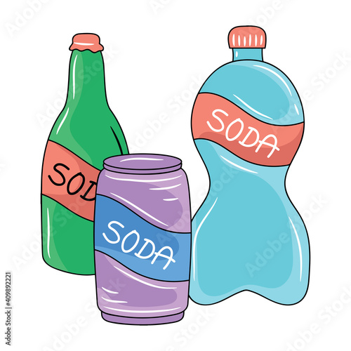Soda Drink vector illustration, colored linear style pictogram isolated on white background