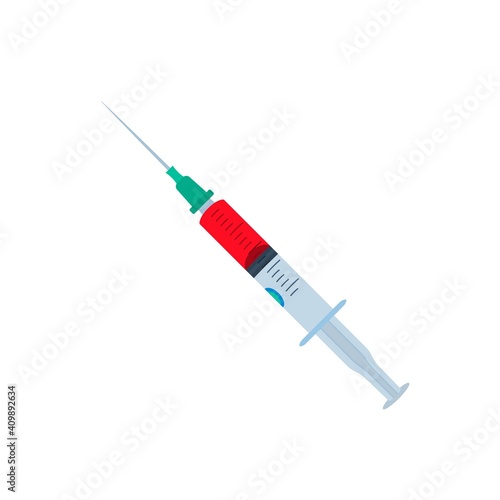 Vector illustration of an isolated syringe with the virus vaccine. 