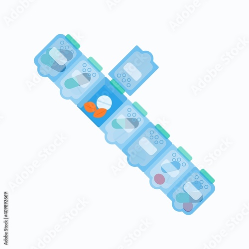 Packaging pills in boxes. Vector illustration of the packer's work. Medicine, pharmacy, drugs.