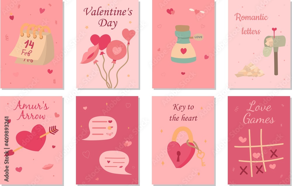 Collection of red, blue, white Valentine's card, sale and other flyer templates with lettering. Typography poster, card, label, banner design set. Vector illustration. Collection of red, blue, white Valentine's card, sale and other flyer templates with lettering. Typography poster, card, label, banner design set. Vector illustration.