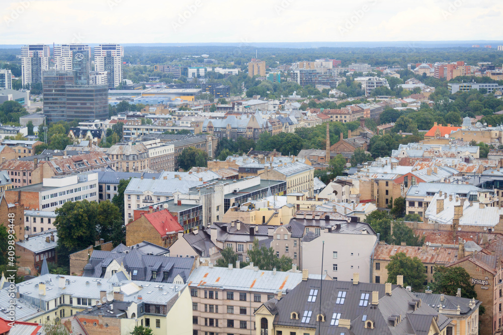 Riga old town panoramic view in European city Latvia in Baltic states, the view from the height